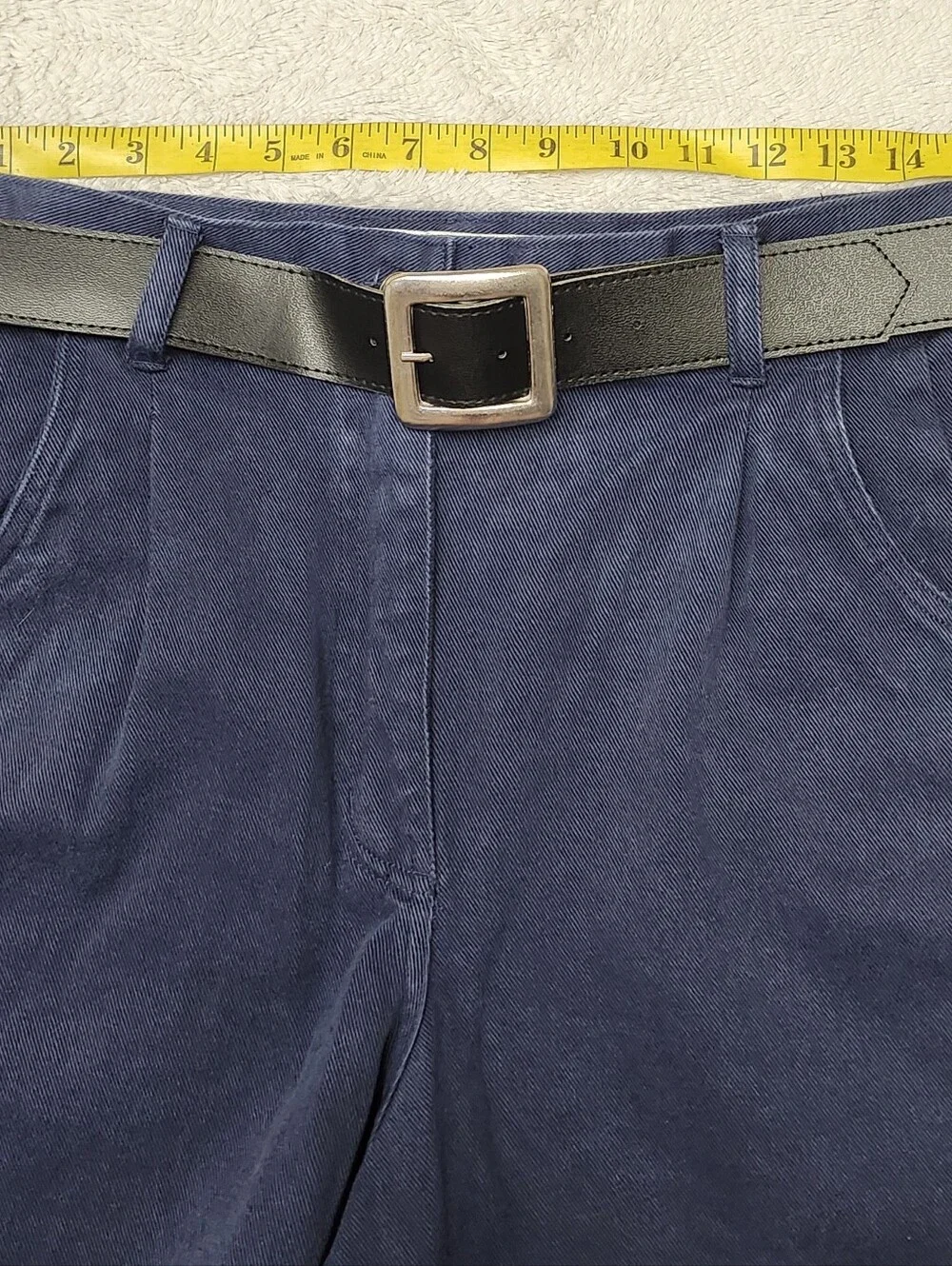 • NWT Milano Sport Women's Vintage High Rise Shorts With Belt 14 Blue Pockets